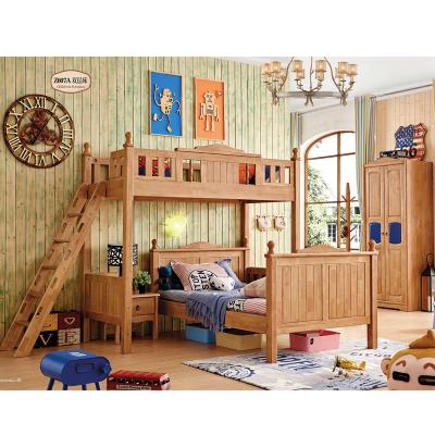 China Wholsale Unique Modeling Kids Bunk Bed Contemporary Wooden Youth Bedroom Furniture Kids Trace Bed Kids Wood Bunk Bed With Desk for sale