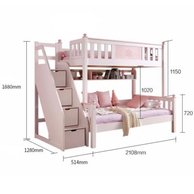 China 2021 New Design Environmental Material Kids Wooden Bunk Bed Modern Design Kids Wooden Bunk Bed for sale