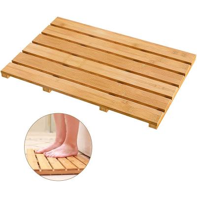 China Modern Non Slip Hotel Bath Mat Shower Waterproof Wooden Bamboo Bathroom Mat for sale