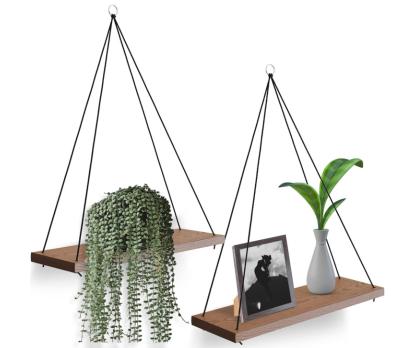 China Plant Rack (Other) Triangle Window Adjustable Rope Hanging Wood Living Room Wall Mount for sale