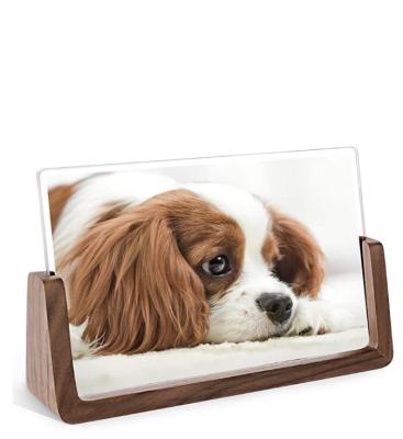 China Morden's High Definition 2 Piece Picture Frame Country Style Wood Picture Frame With Walnut Base for sale