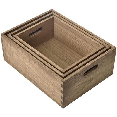 China Modern Solid Wood DIY Wooden Box Box Storage Crate Simple Basket for sale