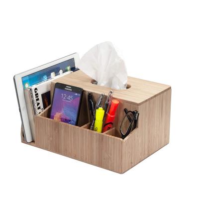 China Modern Tissue Box Organizer Storage Desktop Remote Control Box With Lid for sale