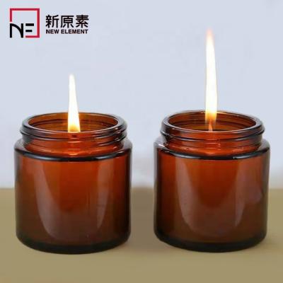 China DIY Style 100ml 200ml Classic Simple Empty Candle Containers Amber Glass Jar With Metal Lids for sale