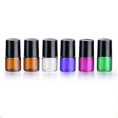 China Personal Care Clear Amber Green 2ml Mini Roller Glass Bottle With Cap Packaging For Body Oil Roll On Bottles for sale