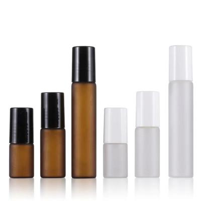 China Personal Care OEM ODM Wind 3ml 5ml 10ml Chinese Essential Oil Frosted Glass Ball Bottles Trackball Lip Tube Glass Ball Sleeve Amber White Bottle for sale