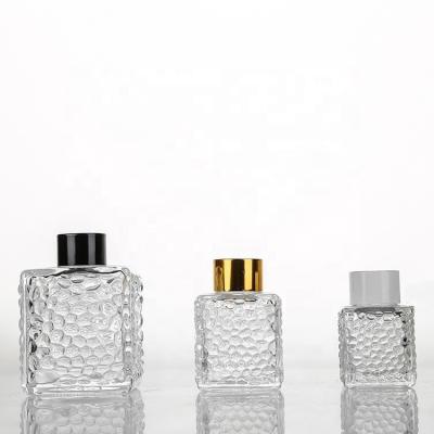 China Classic Luxury Glass Cube Shape 40ml 90ml 190ml Household Aroma Reed Diffuser Bottle for sale