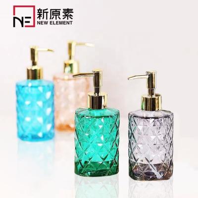 China Classic 330ml Pump Lotion Glass Bottle For Liquid Shampoo Shower Gel Hand Soap With Plated Plastic Cover for sale