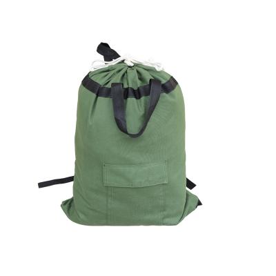 China Recyclable Army Green Canvas Bucket Backpack Men's Outdoor Canvas Rucksack Outdoor Camouflage Hiking Bag for sale