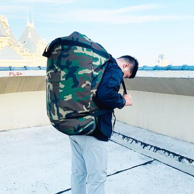 China Recyclable Canvas Camouflage Backpack Outdoor Hiking Luggage Storage Backpack for sale