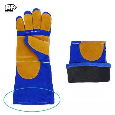 China INWELT 16 Inch Abrasion Resistant Fire Proof Sturdy Anti-Skid Water Proof Heat Resistant Premium Cow Split Leather Welding Gloves for sale