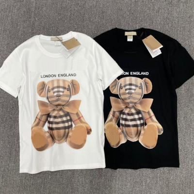 China New Fashion Cotton QUICK DRY T-shirt Designs T-shirt Letter Double B Neck Couples Short Sleeve Casual Loose Round Top for sale