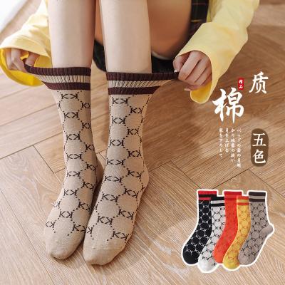 China The new Japanese autumn and winter department university wind pile sports pile bangs neat red tube socks women's cotton INS tube socks for sale