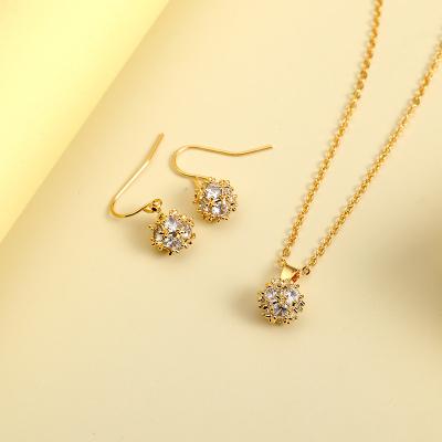 China FASHIONABLE Ladies Ball Earrings Necklace Set Earrings Stainless Steel Simple Necklace Gold Jewelry Two Jewelry Sets Wholesale for sale