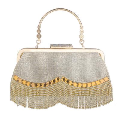 China 2021 high quality rhinestone tassel pearl rhinestone lady dinner bag small dress banquet cross cross bag hand bag for women for sale