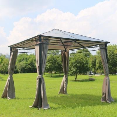 China Easy assemble the 3X3M Alu steel gazebo. &Steel PC roof gazebo with permanent side panels hardtop gazebo for sale