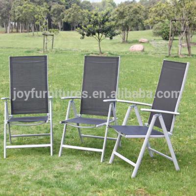 China Garden Set 2 Position Black Garden Chair Multi Folding Chair Set 7-Stage Aluminum Textoline Adjustable and Water Resistant Cover for sale