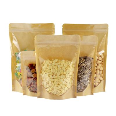 China Recyclable Zip Lock Packaging Small Paper Sack Translucent Yellow Paper Bags For Cereal Grain for sale