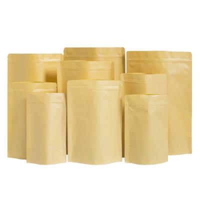 China Biodegradable Resealable Zip Lock Bags 250g Kraft Paper Packaging Small Beige Paper Bag for sale