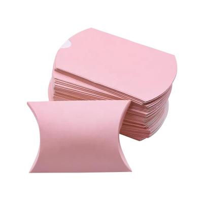 China Recyclable Wholesale Stock Foldable Kraft Paper Pillow Boxes Pink Eco Paper Packaging Box for sale