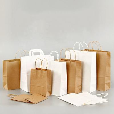 China Biodegradable Wholesale Recycled Craft / Kraft Paper Grocery Packaging Restaurant Paper Bags For Food Take Out for sale