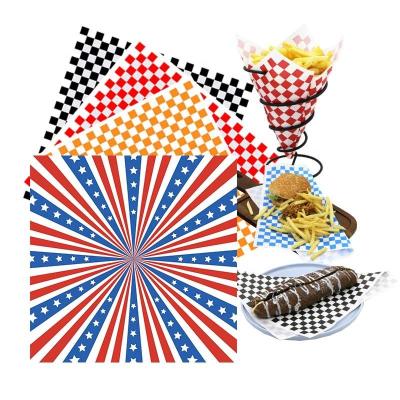 China Printed Thick Greaseproof Paper French Fries Sandwich Hamburger Snack Bar Waterproof Tray Mat Wrapping Paper for Packaging for sale