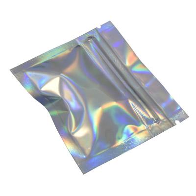 China Custom Small Mini Plastic Packaging Bag Holographic Moisture Proof Mylar Ziplock Bags Resealable for sale