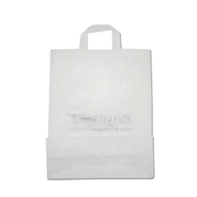 China Recyclable Custom Grocery Carry Handle Bag With Logo PE Plastic Clothing Shopping Bag Plastic for sale