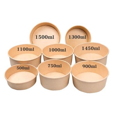 China Custom Logo Hot Food Paper Bowl Wholesale Disposable Recyclable To Go Salad Bowl With PP Lid for sale