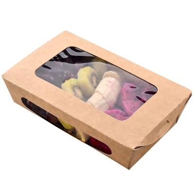 China Recyclable Custom Paper Fast Food Container Take Out Salad Wrapper Package Box With Clear Window for sale