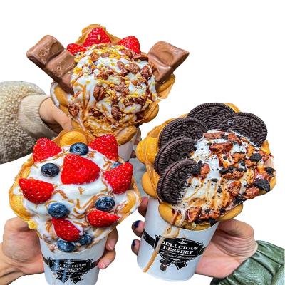 China Low Recyclable Custom Moq Logo Printed Ice Cream Waffle Cone , Paper Waffle Cone Sleeves for sale