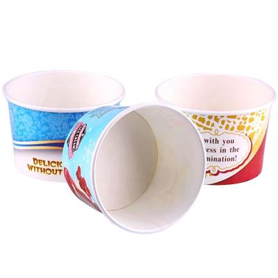 China Custom Biodegradable Food Grade Yogurt Cups Ice Cream Packaging Container Take Away Ice Cream Paper Cup With Pet/ps/paper Lid for sale