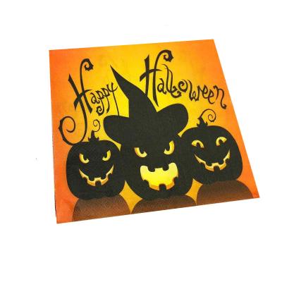 China Wholesale Colorful 33*33cm Party Halloween Custom Printed Logo Napkins Prefold Paper Napkin for sale