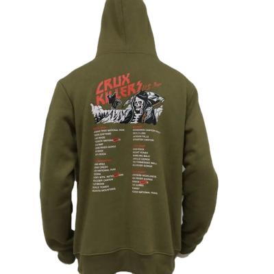 China Anti-wrinkle china manufacturer oem custom logo ghost design printing army green men's fleece hoodies sweatshirts for sale