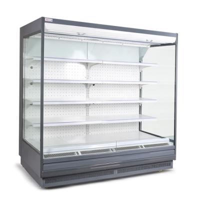 China High Temperature Customized Upright Air Curtain Cabinet Freezer For Supermarket Fresh Goods Display for sale