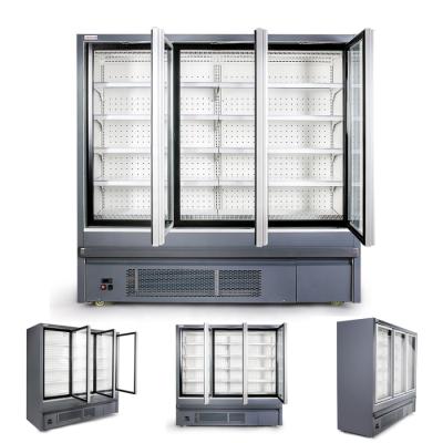 China Single-temperature Supermarket Display Freezer Vertical Commercial Glass Display Curtain Wind Freezer Open Type Door Refrigerator for sale