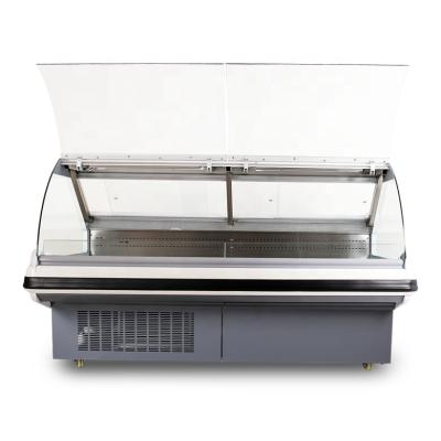 China Single-temperature commercial curved glass deli food display cooler freezer refrigerator for supermarket for sale