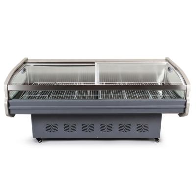 China Single-temperature Open Supermarket Seafood Fresh Meat Refrigerator Display Cabinet Fresher Cooler Manufacturers for sale