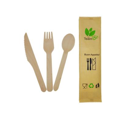 China Disposable eco-friendly sustainable wooden cutlery set with good quality for sale