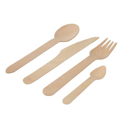 China Sustainable Compostable Wooden Cutlery Kit Outdoor Degradable Wooden Cutlery for sale