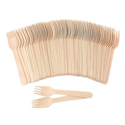 China Sustainable Natural Printing Hot Stamp Branding Bulk Birch Biodegradable Disposable Wooden Forks for sale