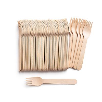 China Factory Sustainable Biodegradable Wooden Wholesale Wooden Forks Dessert Disposable Wooden Tasting Fork for sale