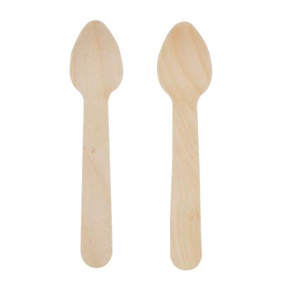 China Disposable Biodegradable Natural Wooden Small Spoon Disposable Mini Dessert Tasting Wooden Spoon for sale