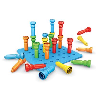 China Intelligence Developing Early Learning Occupational Therapy Stacking Peg Board Fine Motor Skill Preschool Student Educational Montessori Baby Toy for sale