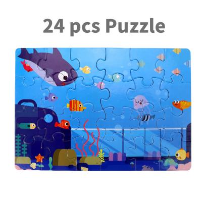 China Cartoon Toy Banatoys Rompecabezas 24pcs Puzzles Matching Game Engineering Vehicle Ocean Farm Shape Cartoon Custom Thicken Jigsaw Puzzles for sale