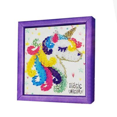 China STEAM Toy Unicorn DIY Gift Hand Wall Art and Educational String Art Craft Project Nail Kit STEAM Toy for Kids for sale