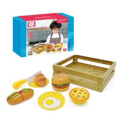 China Kidewan Plastic Magic Sticker Pretend Play Kitchen Toys Hamburger Cutting Toys For Children Te koop