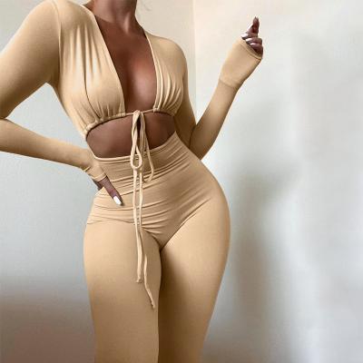 China 2020 New Pattern Summer Plus Size Solid Color Breathable Elegant One Piece Cut Out Overalls Women for sale