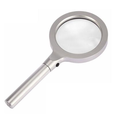 China Aluminum Alloy Metal Material Aluminum Alloy 12 LED Lights 5 Times 10 Times HD Reading Magnifier for sale