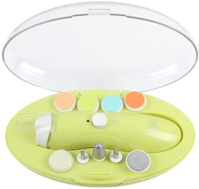 China 2022 Portable Electric Baby Nail Trimmer With Light 9 Heads Storage Box Balance Grooming Polish Polish Kit For Newborn Infant To for sale